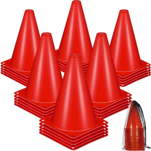 7 Inch Plastic Traffic Cones Sports Training Agility, Red, product photograph
