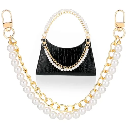 Pearl Purse Chain 13 in Gold Bag Strap Extender Chain Short, product photograph