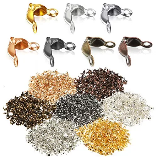 1400 Piece Clamshell Bead Tips Knot Covers Open End Caps, Multicolour, product photograph