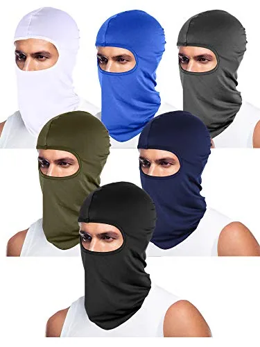 6 Piece Ski Mask Balaclava Full Face Cover Windproof Mask, Black, product photograph