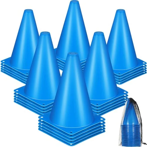 7 Inch Plastic Traffic Cones Sports Training Agility, Blue, product photograph