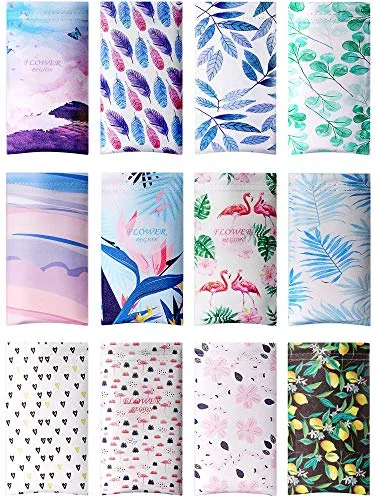 12 Piece Squeeze Top Sunglasses Pouch Leather Soft Eyeglass Cases, Multicolour, product photograph