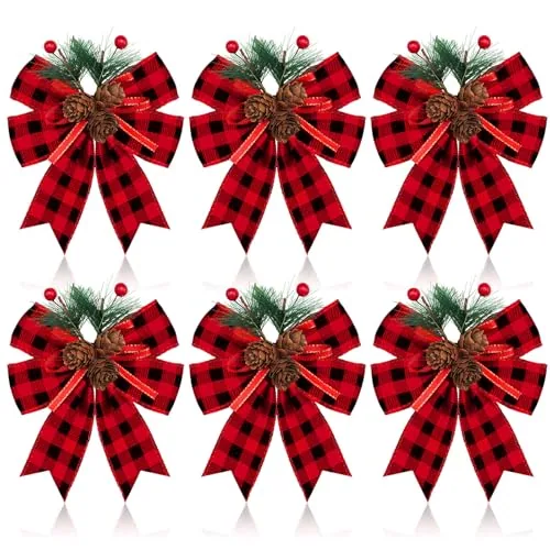 6 Piece Christmas Bows, Black, product photograph