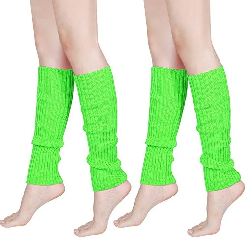 80s Women Knit Leg Warmers Ribbed Leg Warmers, Green, product photograph