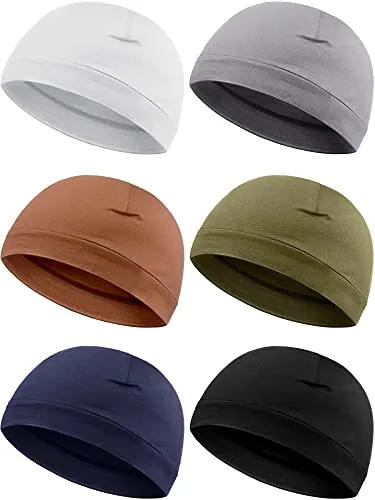 6 Piece Men Skull Caps Cotton Beanies Sleep Hats Multifunctional, product photograph