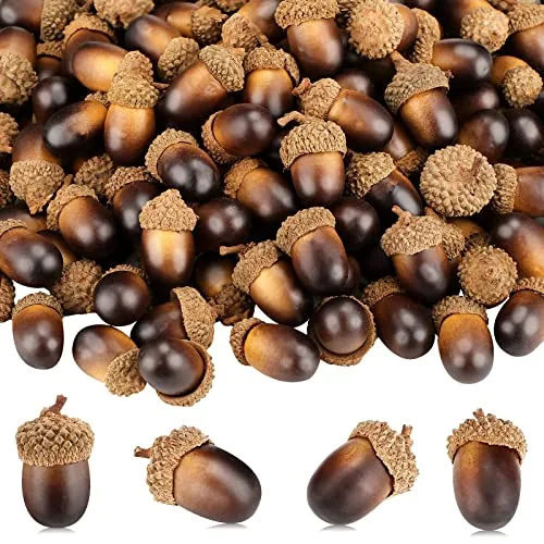 300 Piece Mini Artificial Acorns Bulk, Brown, product photograph