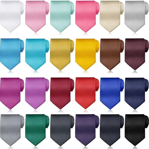 24 Piece Solid Satin Ties, product photograph