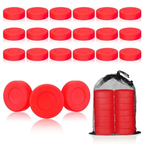 18 Piece Hockey Pucks, Red, product photograph