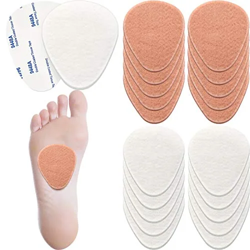 20 Piece Metatarsal Felt Pads Foot Insert Pads Ball of Cushion, White, product photograph