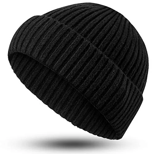 Winter Beanie Knit Hat, Black, product photograph