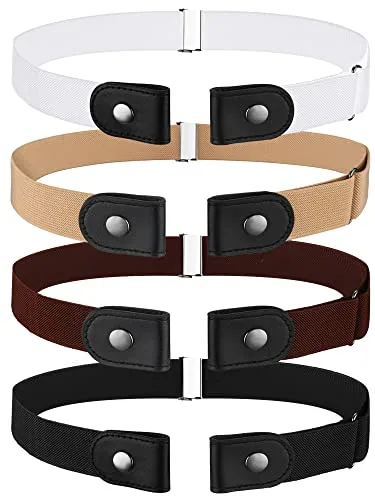 4 Piece No Buckle Stretch Belt, Black, product photograph