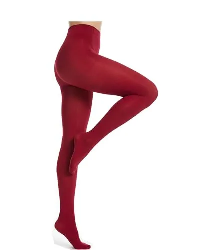 Women's Opaque Tights L/XL 80d Stockings, Red, product photograph