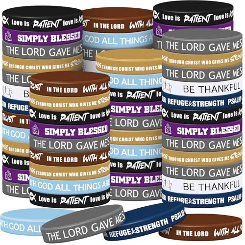 200 Piece Religious Silicone Bracelets Bulk Christian Scripture, product photograph