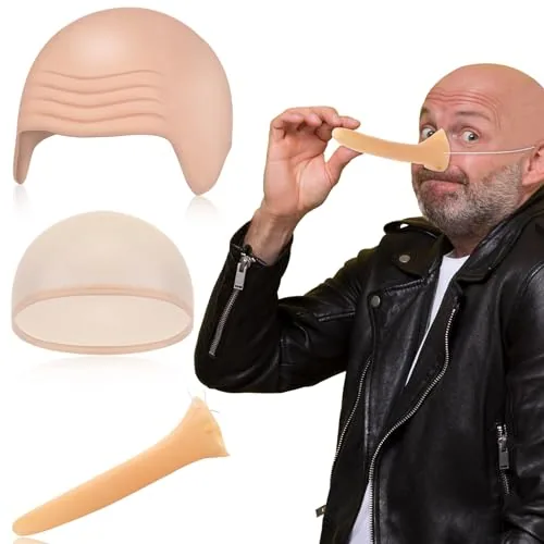 s Halloween Bald Caps Latex Fake Long Nose, product photograph