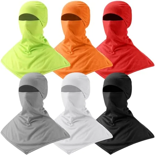 6 Piece Balaclava Face Cover Breathable Long Neck Covers Summer, Red, product photograph