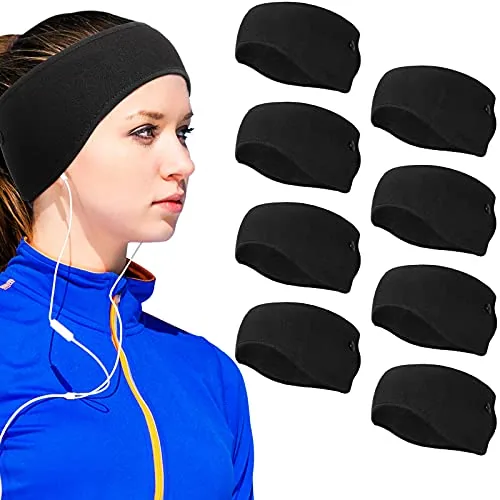 8 Piece Ear Warmer Headbands, Black, product photograph