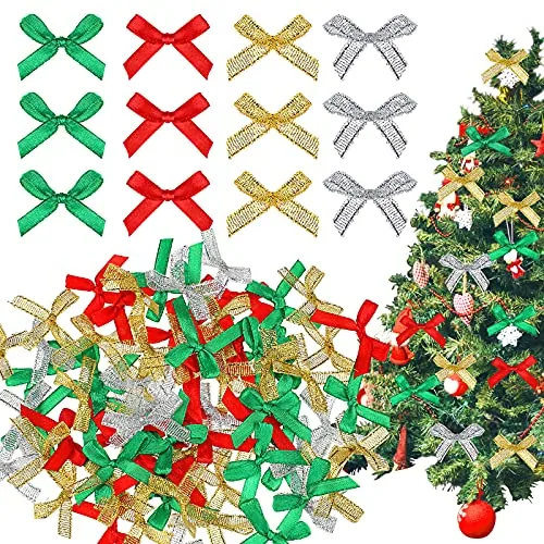 200 Piece Christmas Mini Bows, Red, product photograph
