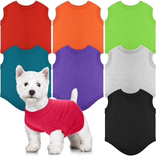 8 Piece Dog Shirts Blank Cotton Pet T-Shirt Breathable, Orange, product photograph