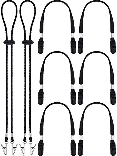 8 Piece Adjustable Hat Strap Clips, Black, product photograph