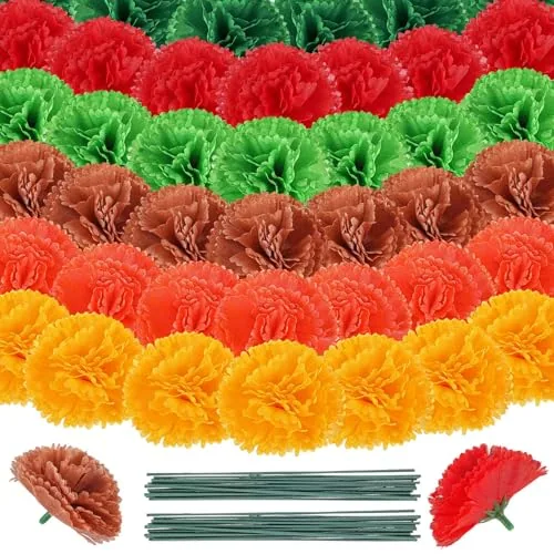 50 Piece Artificial Marigold Flowers, product photograph