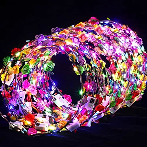 50 Piece LED Flower Crowns Headbands, Pink, product photograph