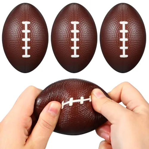 4 Piece 4 Inch Football Foam Stress Balls Adults Football Squeeze, Brown, product photograph