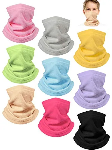 9 Piece Kids Neck Warmer Fleece Neck Gaiter Winter, product photograph
