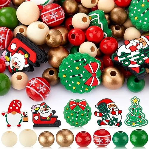300 Piece Christmas Silicone Focal Beads Christmas Beads, product photograph