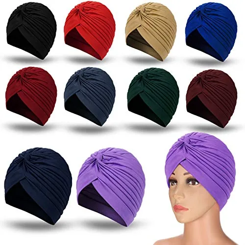10 Piece Stretchy Turban Caps, product photograph