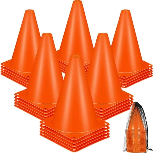 7 Inch Plastic Traffic Cones Sports Training Agility, Orange, product photograph