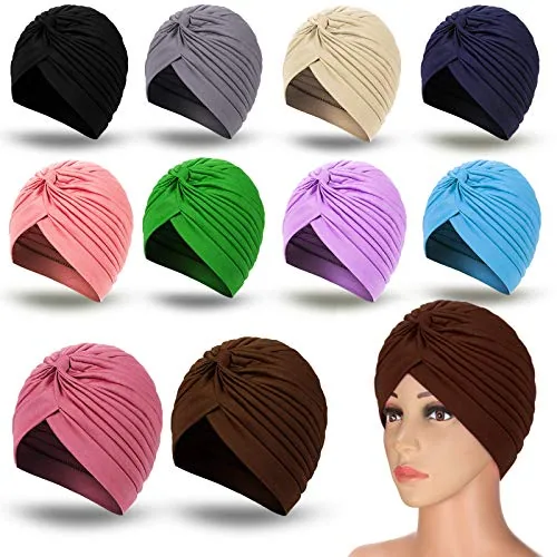 10 Piece Stretchy Turban Caps, product photograph