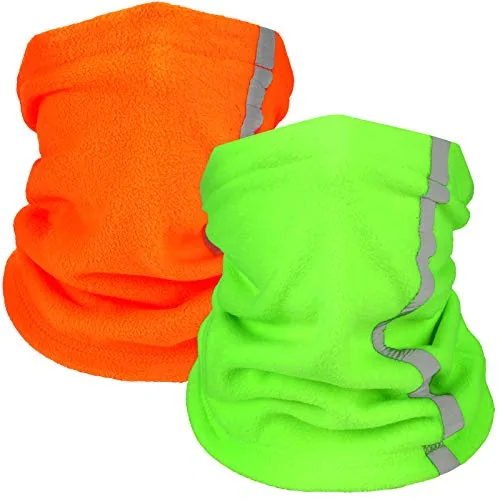 2 Piece Reflective Fleece Neck Gaiter Winter Balaclava, Green, product photograph