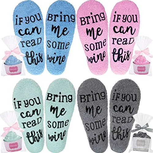 4 Pairs Wine Socks Appreciation Gifts, Blue, product photograph