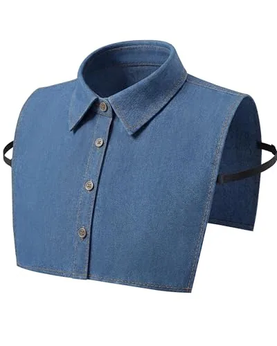 Denim Dickey Collar, Blue, product photograph