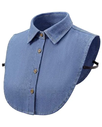 Denim Dickey Collar Detachable Half Shirt, Blue, product photograph