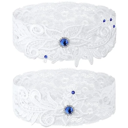 2 Piece Garters, White, product photograph