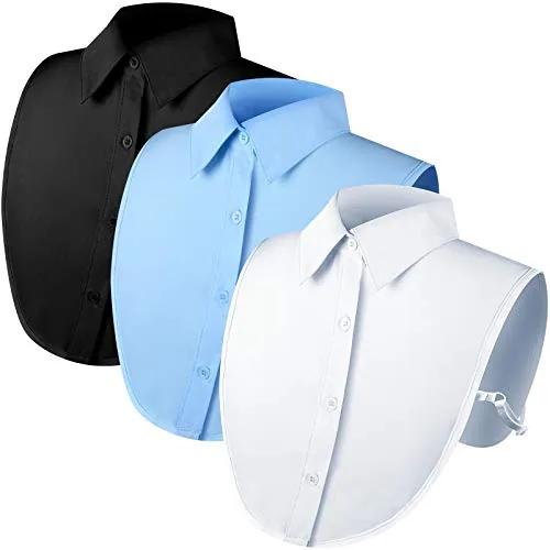 3 Piece Fake Collar Detachable Women's Half False Shirt Collar, White, product photograph