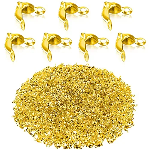 1400 Piece Clamshell Bead Tips Knot Covers Open End Caps, Gold, product photograph
