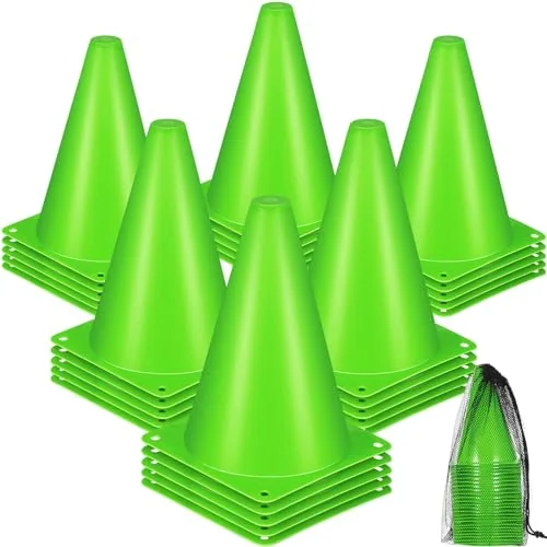 7 Inch Plastic Traffic Cones Sports Training Agility, Green, product photograph