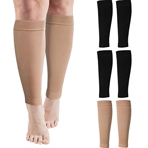 3 Pairs 20 Inches XXL Wide Plus Size Calf Compression, Black, product photograph