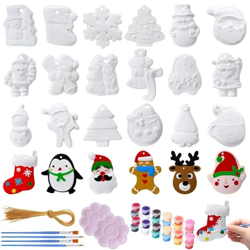 24 Piece Christmas Ceramic Ornaments DIY Crafts, product photograph