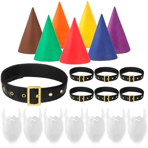 7 Piece Self-Adhesive s Christmas Gnome Costume Set 7 Pcs Felt Dwarf Hats 7 Pcs, Multicolour, product photograph