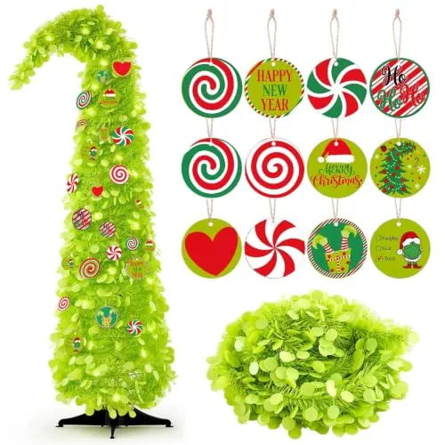 Folding Whimsical Christmas Tree 5ft Bendable Pop up Collapsible, product photograph