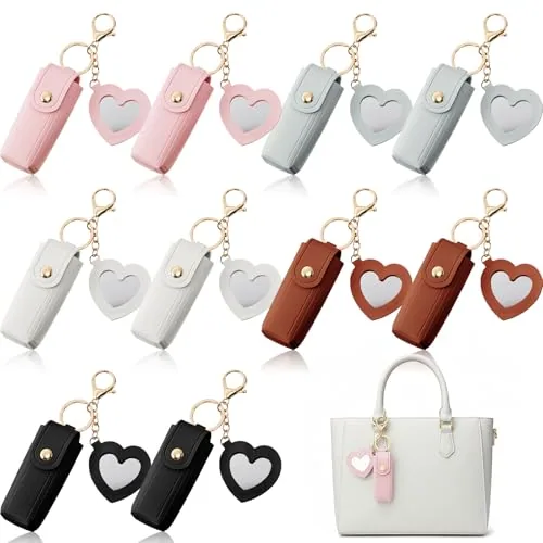 10 Piece Lipstick Holder Keychain Gift PU Portable Holder Gift, product photograph