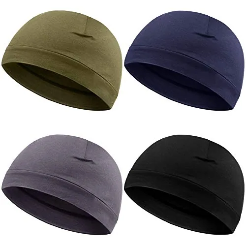 4 Piece Cotton Skull Caps, Black, product photograph