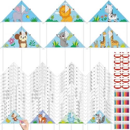 60 Piece DIY Coloring Kites Kit, White, product photograph