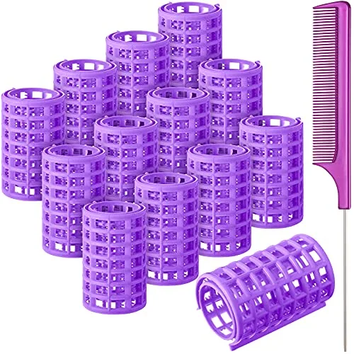 12 Piece Hair Rollers, Purple, product photograph