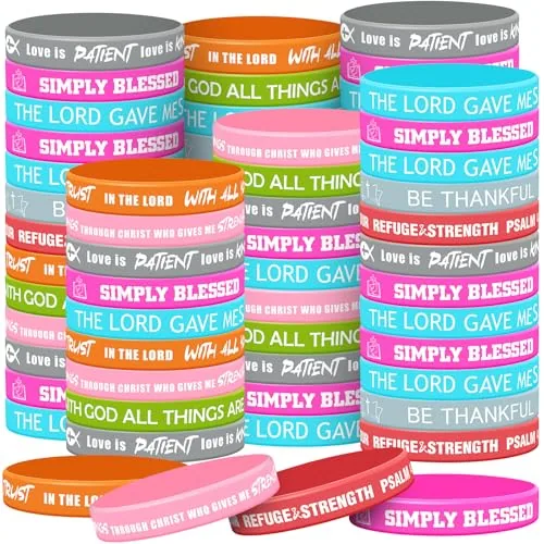 200 Piece Religious Silicone Bracelets Bulk Christian Scripture, product photograph