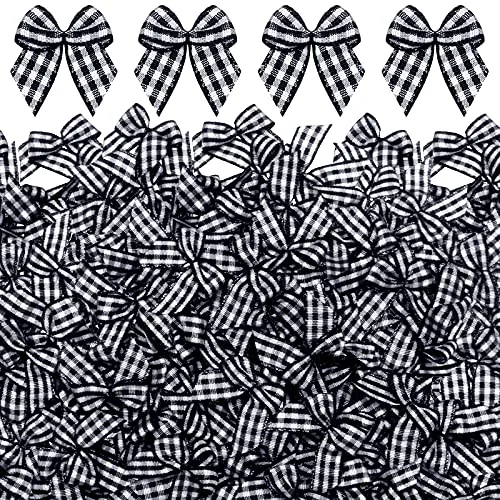 150 Piece Christmas Mini Ribbon Bows Tiny Xmas Ornaments, Black, product photograph
