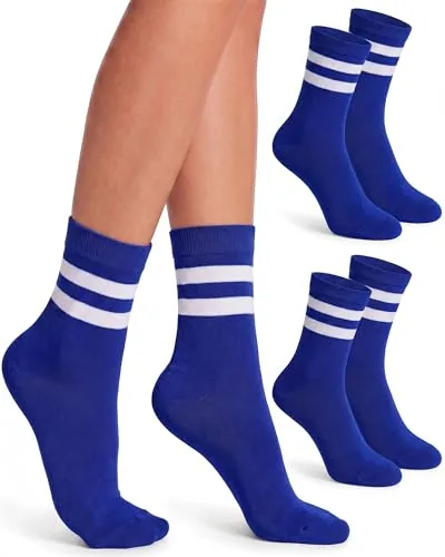 2 Pairs Crew Socks Unisex Casual Athletic Socks, Blue, product photograph
